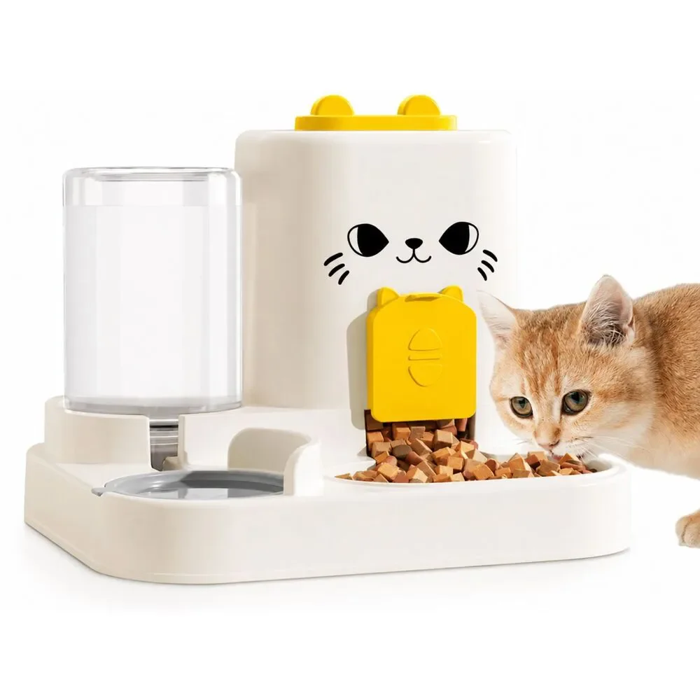 New In Box - 2-In-1 Automatic Cat Food and Water Dispenser - Yellow